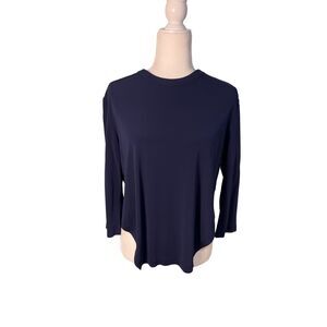 Assembly navy cropped asymmetrical 3/4 sleeve blouse - 6